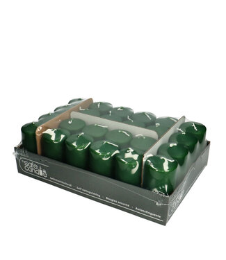 4A Bougie pilier Safe Candle vert foncé | Diamètre 5 centimètres | Hauteur 10 centimètres | Par 24 pièces