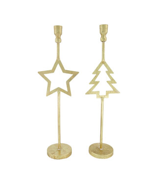 4A Assortiment de bougeoirs de Noël dorés | Diamètre 16 centimètres | Hauteur 51 centimètres | Par 8 pièces