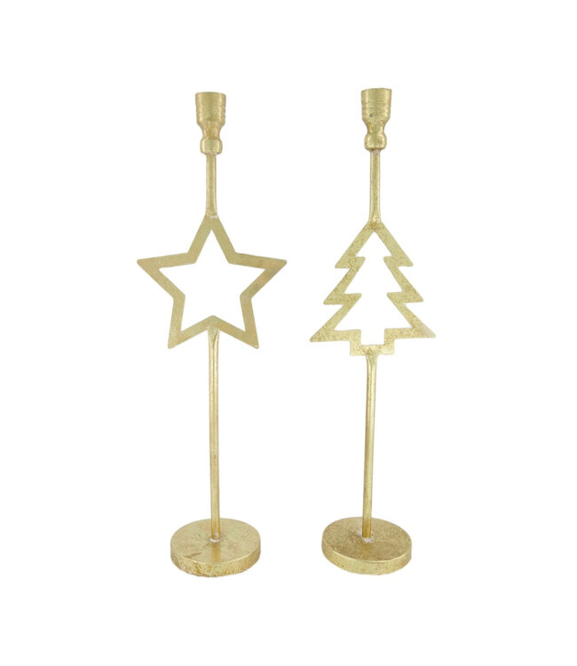 Gold-coloured Christmas candle holder assortment | Diameter 16 centimetres | Height 51 centimetres | Available to order in sets of 8