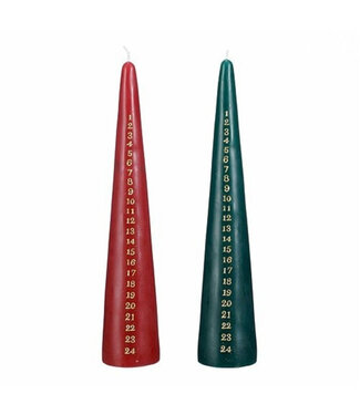 4A Bougie d'Avent conique de couleurs mélangées | Diamètre 5 centimètres | Hauteur 30 centimètres | Par 6 pièces
