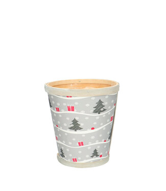 4A Pot de fleurs en bois gris de Noël avec texte "XMAS" | Dimensions 13 x 14 centimètres | Par 10 pièces