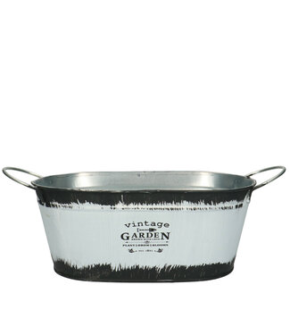 4A Pot de fleurs en zinc noir et blanc Vince | Dimensions 24 x 14 x 10,5 centimètres | Par 10 pièces