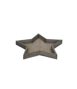4A Plateau en forme d'étoile de Noël en bois gris | Diamètre 30 centimètres | Hauteur 3,5 centimètres | Par 4 pièces