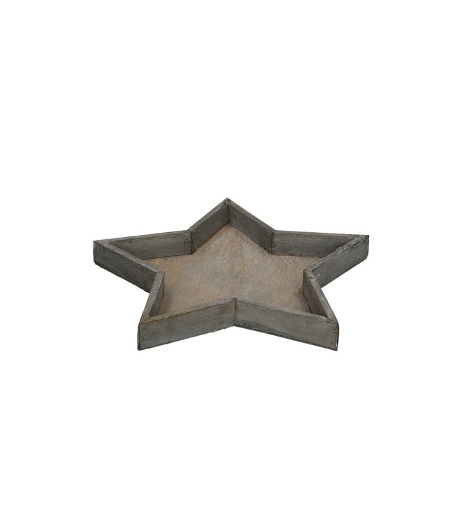 Plateau en forme d'étoile en bois gris pour Noël | Diamètre 30 centimètres | Hauteur 3,5 centimètres | Commande par lot de 4 pièces