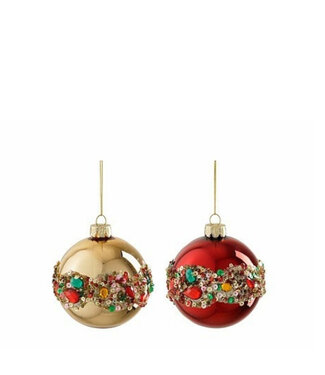 4A Boule de Noël en verre de couleurs mélangées avec paillettes | Diamètre 80 millimètres | Par 12 pièces