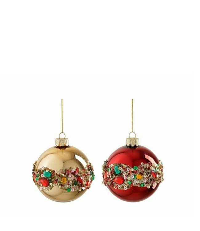 Boule de Noël en verre aux couleurs mélangées avec paillettes | Diamètre 80 millimètres | Commandable par 12 pièces