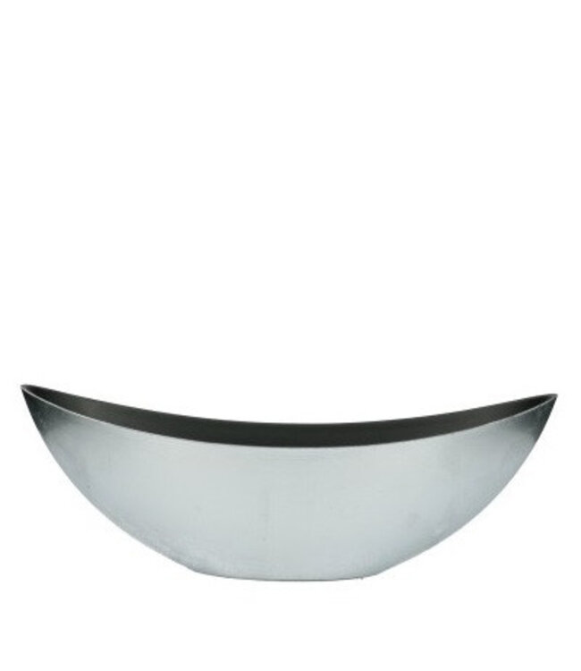 Silver-coloured melamine boat-shaped bowl | Size 39 x 12 x 13 centimetres | Available to order per 12 pieces