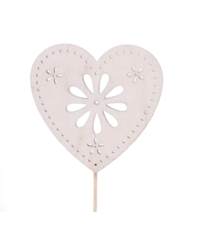 Natural white wooden heart pick | Length 50 centimetres | Diameter 8 centimetres | Available to order per 25 pieces
