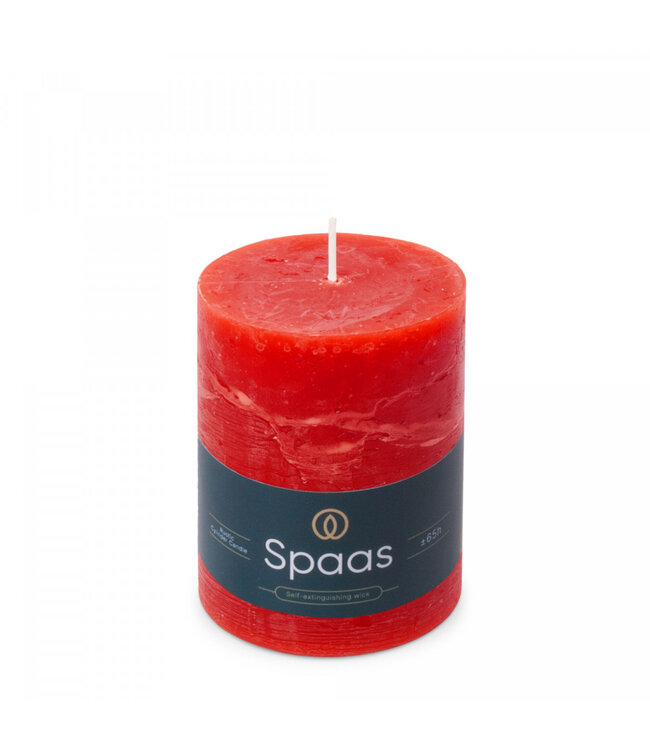 Bougie rustique rouge | Diamètre 8 centimètres | Hauteur 11 centimètres | Commande par 6 pièces