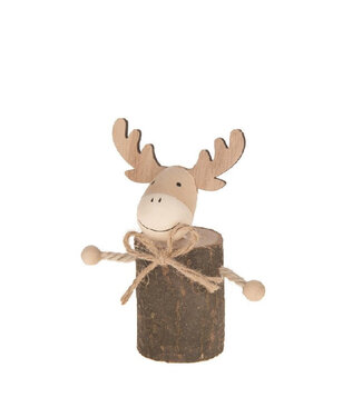 4A Renne de Noël naturel brun en bois | Diamètre 5 centimètres | Hauteur 12,5 centimètres | Par 12 pièces