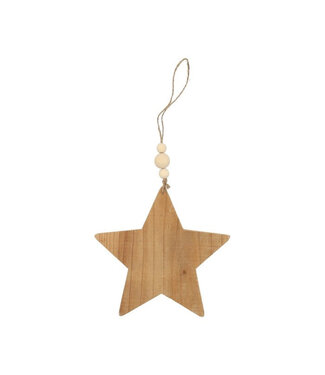 4A Étoile de Noël en bois naturel à suspendre | Longueur 10 centimètres | Par 12 pièces
