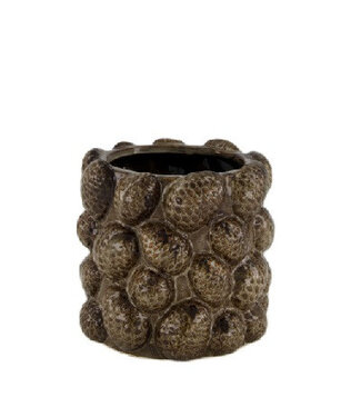 4A Pot en céramique marron foncé en forme de pomme de pin | Dimensions 16 x 15 centimètres | Par 8 pièces