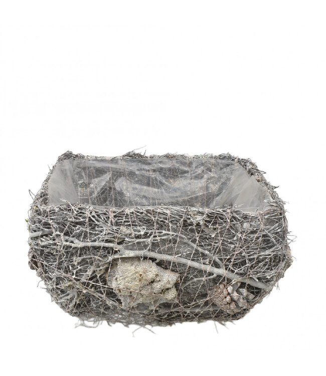 Pot de fleurs Salim gris | Dimensions 22 x 15 x 12 centimètres | Commande par lot de 2 pièces