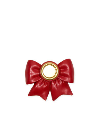 4A Porte-bougie rouge avec nœud | Diamètre 2,2/6 centimètres | Hauteur 7 centimètres | Par 4 pièces