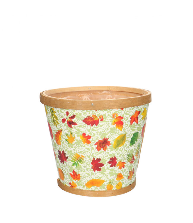 Pot de feuilles en bois de couleurs mélangées | Diamètre 17 centimètres | Hauteur 15 centimètres | À commander par 10 pièces