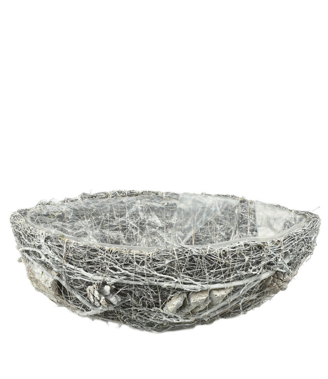 Pot de fleurs en forme de bateau Salim gris | Dimensions 36 x 18 x 11 centimètres | Disponible par lot de 2 pièces