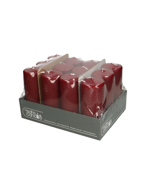 Bougie pilier Safe Candle bordeaux | Diamètre 6 centimètres | Hauteur 15 centimètres | Commande par 12 pièces
