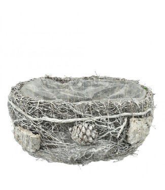4A Grijze Salim plantenpot bloempot | Afmeting 24 x 15 x 12 centimeter | Per 2 stuks