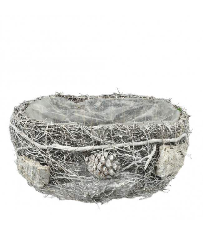 Grey Salim plant pot flowerpot | Dimensions 24 x 15 x 12 centimetres | Available to order per 2 pieces