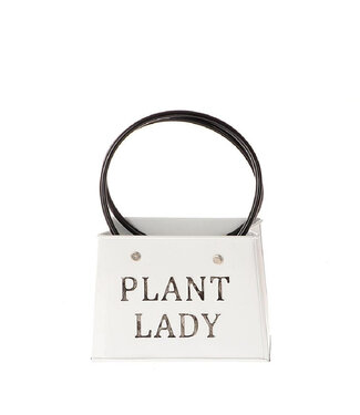 4A Pot de fleurs en zinc naturel blanc en forme de sac "Plant Lady" | Dimensions 16,5 x 18 x 15 centimètres | Par lot de 6 pièces