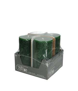 4A Bougie rustique verte Safe | Diamètre 7 centimètres | Hauteur 14 centimètres | Par 4 pièces