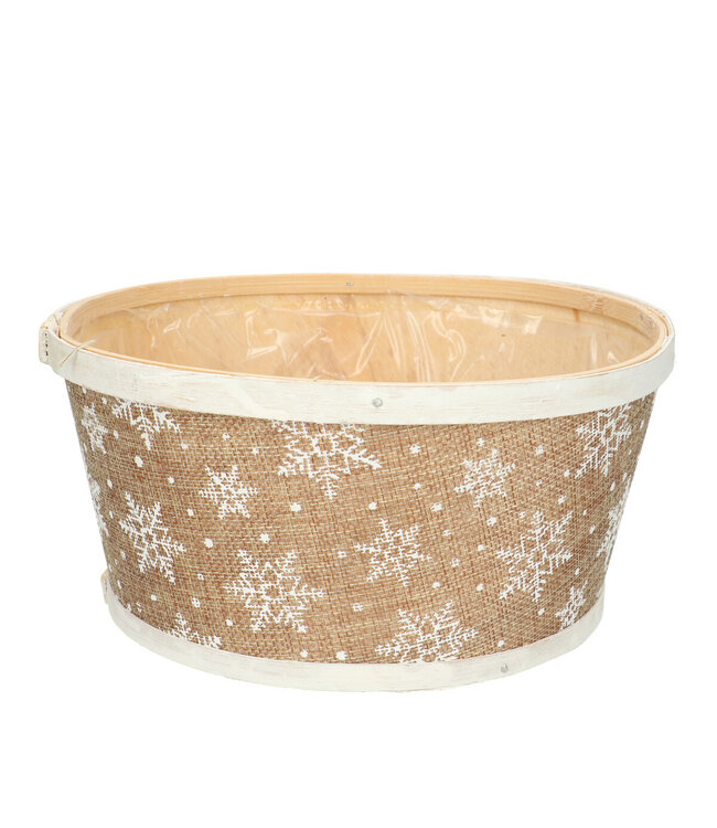 Pot de fleurs en bois naturel Flocon de neige | Dimensions 22 x 11 centimètres | Commande par lot de 10 pièces