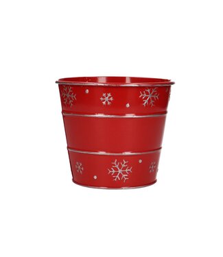 4A Pot de fleurs flocon de neige en zinc rouge | Dimensions 14 x 13 centimètres | Par 12 pièces