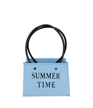 4A Light blue zinc Flower Pot Planter bag shape "Summer" | Size 14 x 7 x 11 centimetres | Per 6 pieces