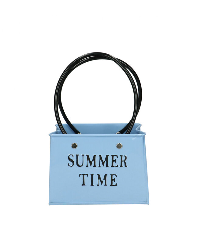 Light blue zinc Flowerpot Planter bag shape "Summer" | Size 14 x 7 x 11 centimetres | Available to order in sets of 6