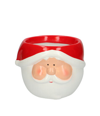 4A Pot de Noël en céramique rose et blanche Santa | Dimensions 16 x 12 centimètres | Par 6 pièces