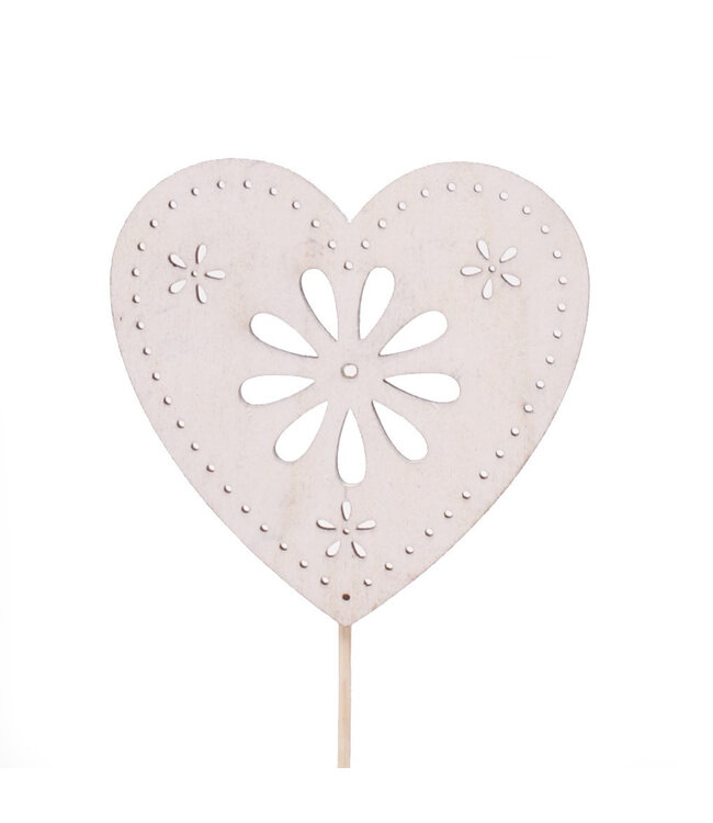Natürliche weiße Herzblume mit Stiel | Länge 10 Zentimeter | Durchmesser 8 Zentimeter | Pro 25 Stück bestellbar