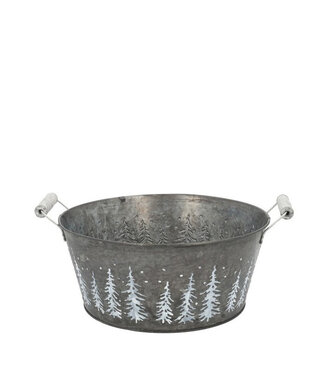 4A Pot de fleurs de Noël en zinc gris Pohon | Dimensions 25 x 13,5 centimètres | Par 9 pièces