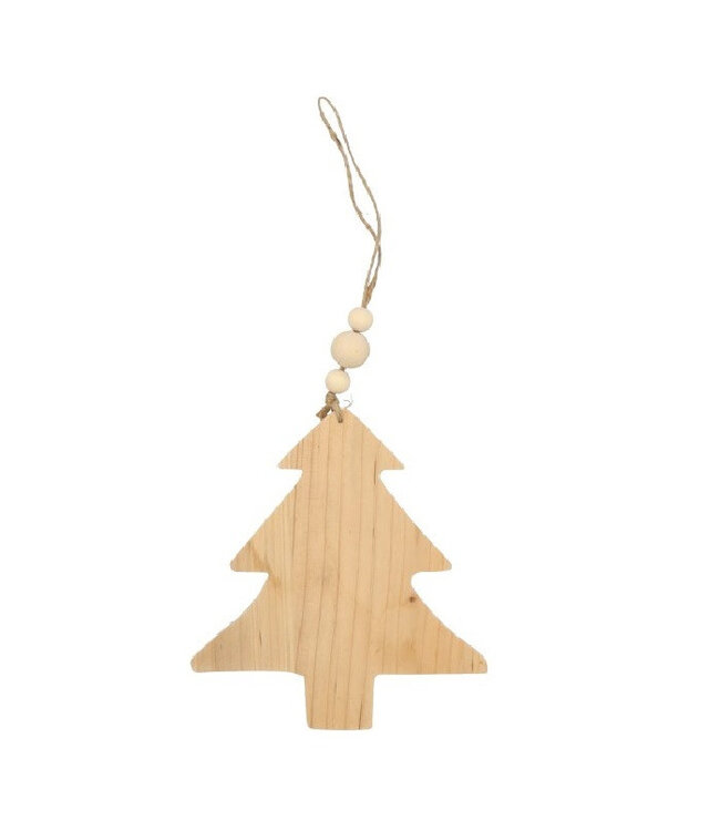Suspension de sapin de Noël en bois naturel | Longueur 15 centimètres | Commandable par 8 pièces