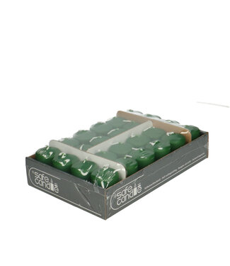 4A Bougie pilier Safe Candle vert foncé | Diamètre 4 centimètres | Hauteur 6 centimètres | Par 24 pièces