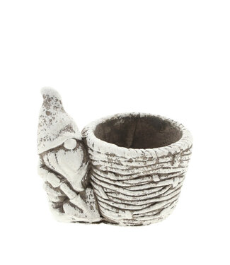 4A Pot de Noël en céramique grise Gnome | Dimensions 12,5 x 8,5 x 11 centimètres | Par 12 pièces
