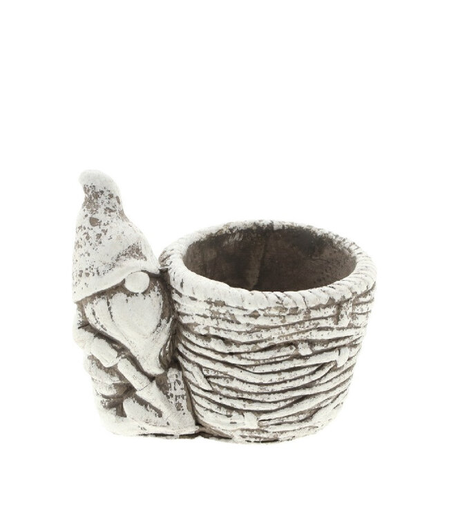 Pot de Noël en céramique grise Gnome | Dimensions 12,5 x 8,5 x 11 centimètres | Commande par lot de 12 pièces