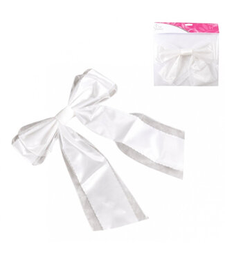 4A Naturelle witte organza strik | Diameter 26 centimeter | Per 12 stuks