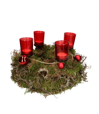 4A Couronne de l'Avent rouge de Noël | Diamètre 30 centimètres | Par 2 pièces