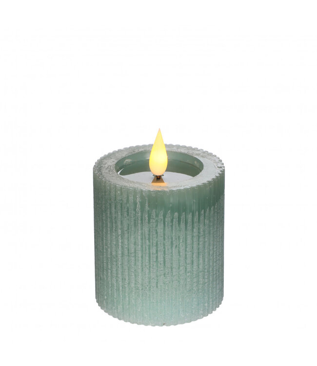 Bougie LED à rainures naturelle | Diamètre 7 centimètres | Hauteur 7,5 centimètres | Piles AAA non incluses | Commande par 6 pièces