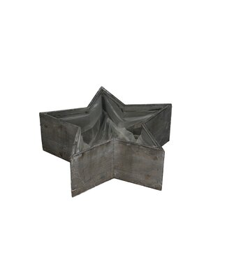 4A Pot de fleurs en bois gris de Noël avec étoile | Diamètre 30 centimètres | Hauteur 10 centimètres | Par 4 pièces