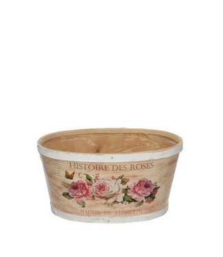 4A Pot de fleurs en bois rose et blanc Histoire | Dimensions 22 x 18 x 11 centimètres | Par 10 pièces