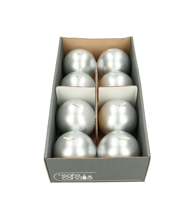 Bougie boule argentée | Diamètre 8 centimètres | Commande par 8 pièces