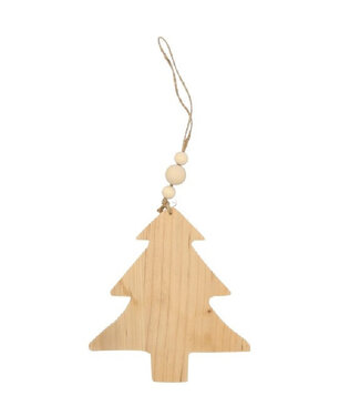 4A Ornement de sapin de Noël en bois naturel | Longueur 20 centimètres | Par 6 pièces