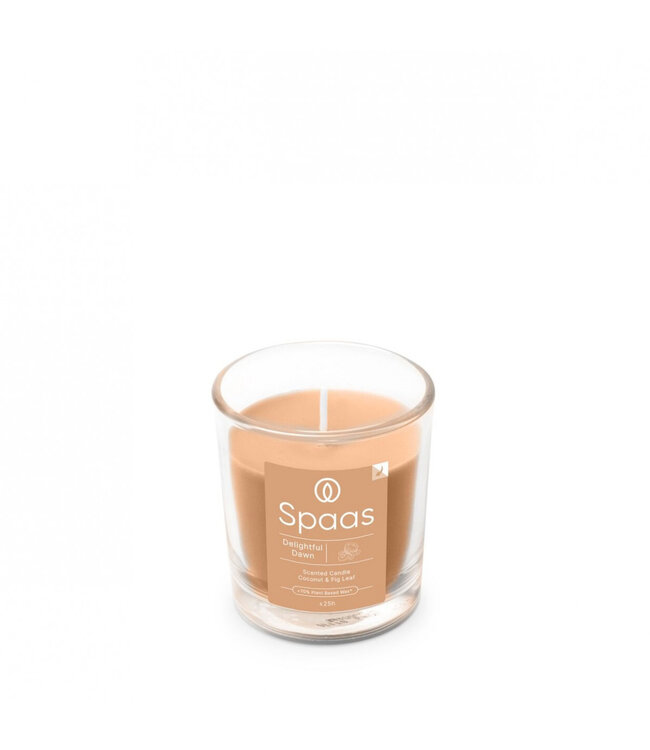 Salmon-coloured scented candle in glass Dawn | Diameter 7 centimetres | Height 7.5 centimetres | Available to order in sets of 6