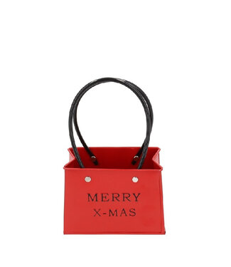 4A Pot de fleurs de Noël en zinc rouge en forme de sac | Dimensions 14 x 7,5 x 11,5 centimètres | Par 6 pièces