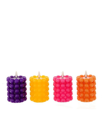 4A Bougie à bulles LED de couleurs mélangées, piles incluses | Diamètre 8 centimètres | Hauteur 9,5 centimètres | Par 4 pièces