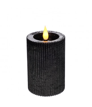 4A Bougie à LED noire nervurée | Diamètre 7 centimètres | Hauteur 10 centimètres | Piles AAA non incluses | Par 6 pièces