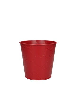 4A Pot de fleurs en zinc rouge Cœurs | Dimensions 13 x 12 centimètres | Par 10 pièces