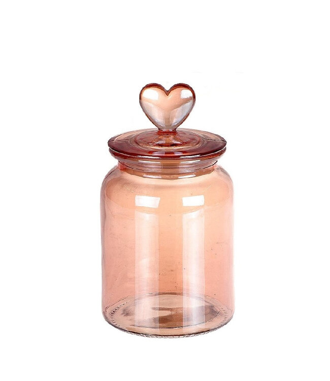 Pot en verre rose Love | Dimensions 19,5 x 10,5 centimètres | Commande par lot de 9 pièces