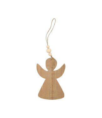 4A Ange de Noël en bois naturel à suspendre | Longueur 10 centimètres | Par 12 pièces